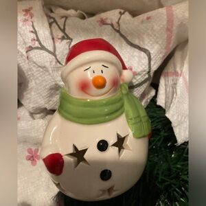 Snowman candle holder